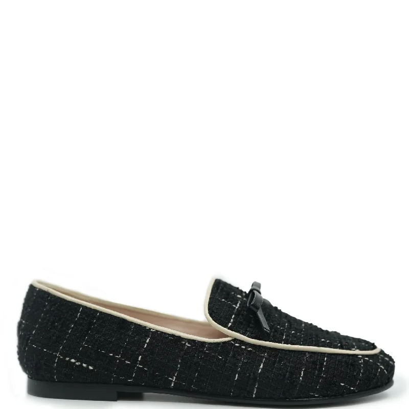 Beberlis Black Tweed Bow Loafer