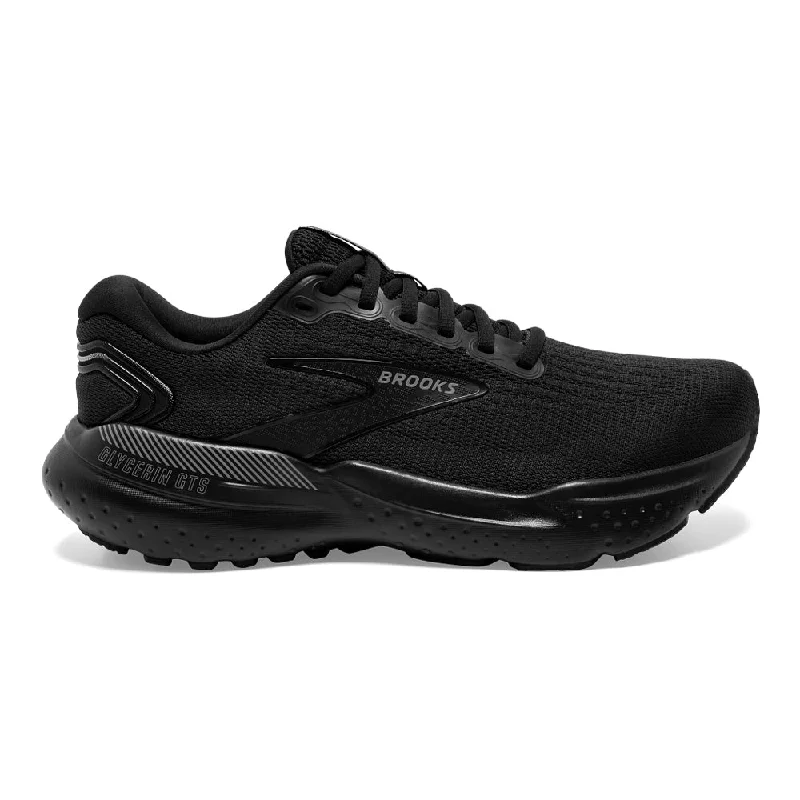 Men's Brooks Glycerin GTS 21, Black/Black/Ebony, 9 2E Wide