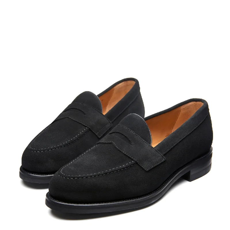 Black Suede Penny Loafer