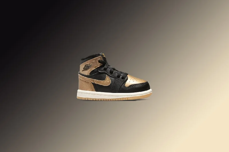 Air Jordan 1 Retro High OG (TD) 'Black and Gold' - Black/Metallic Gold/Sail