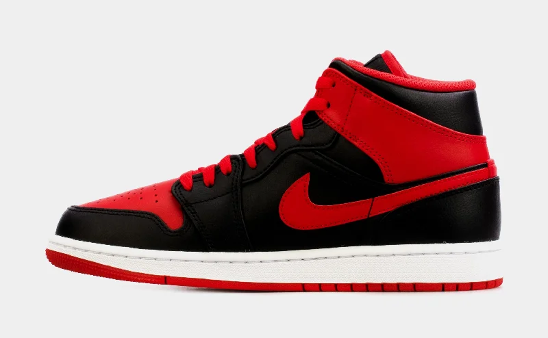 Air Jordan 1 Mid Alternate Bred Mens Lifestyle Shoes (Black/Red) Free Shipping