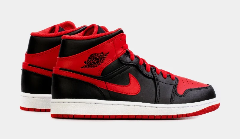 Air Jordan 1 Mid Alternate Bred Mens Lifestyle Shoes (Black/Red) Free Shipping