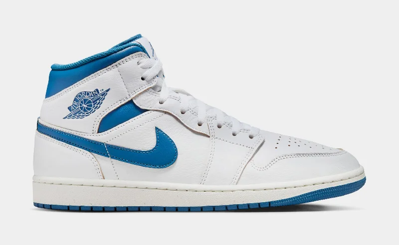 Air Jordan 1 Mid SE Industrial Blue Mens Lifestyle Shoes (White/Industrial Blue/Sail)