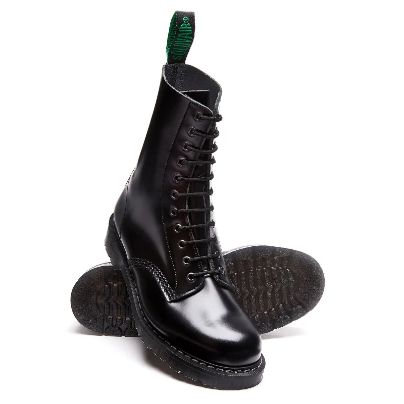 Black Hi-Shine 11 Eye Derby Boot