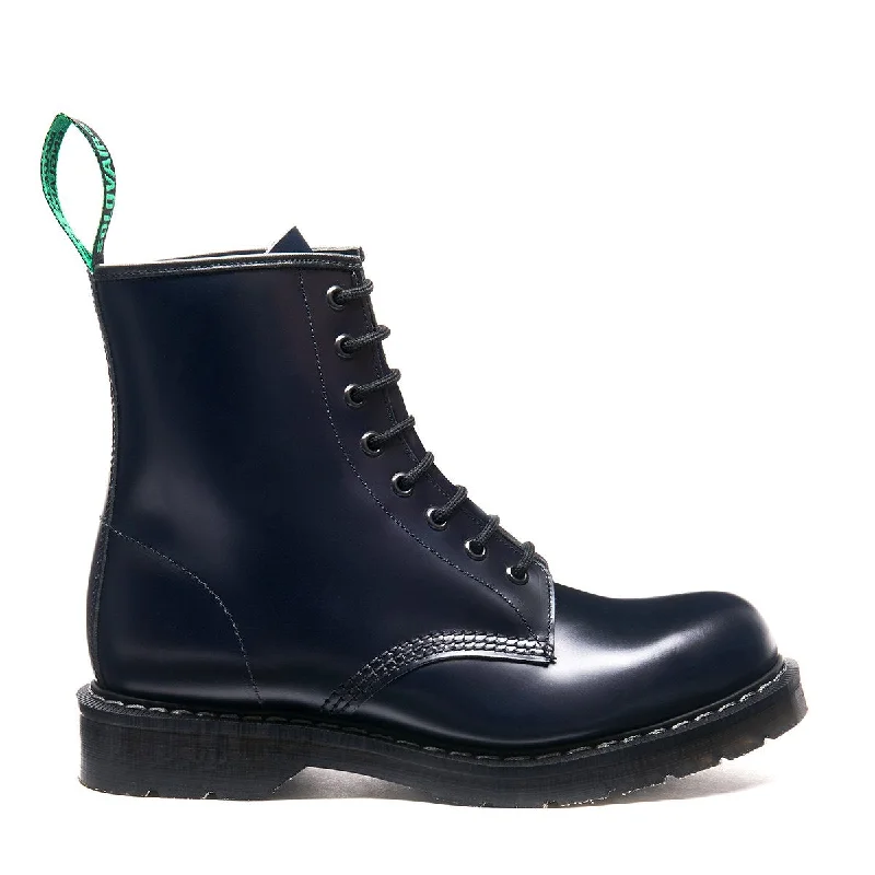 Navy Hi-Shine 8 Eye Derby Boot