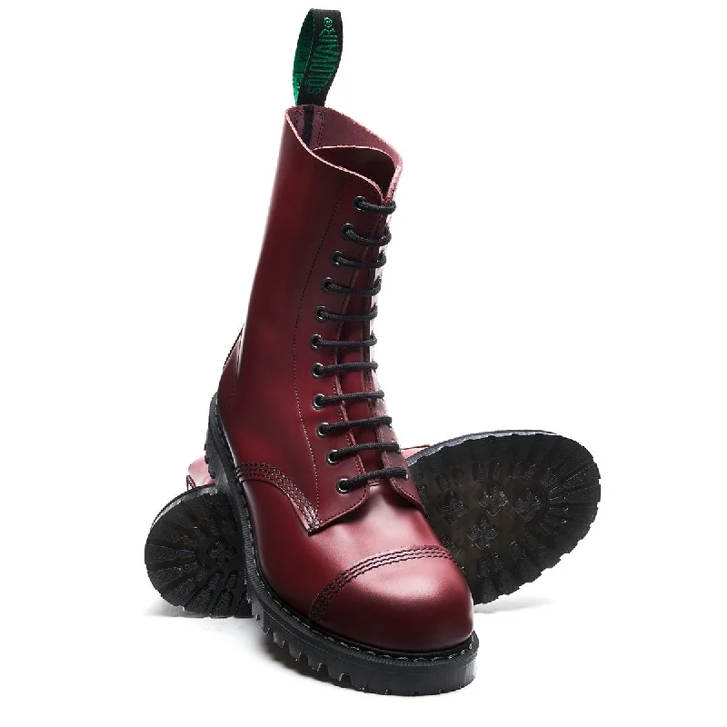 Cherry Red Hi-Shine 11 Eye Steel Toe Derby Boot