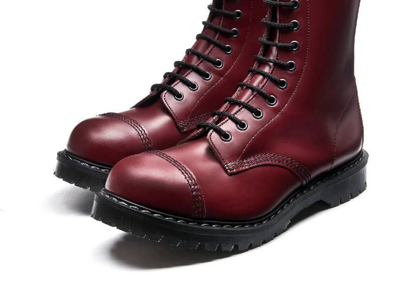 Cherry Red Hi-Shine 11 Eye Steel Toe Derby Boot