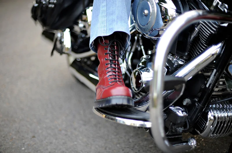 Cherry Red Hi-Shine 11 Eye Steel Toe Derby Boot