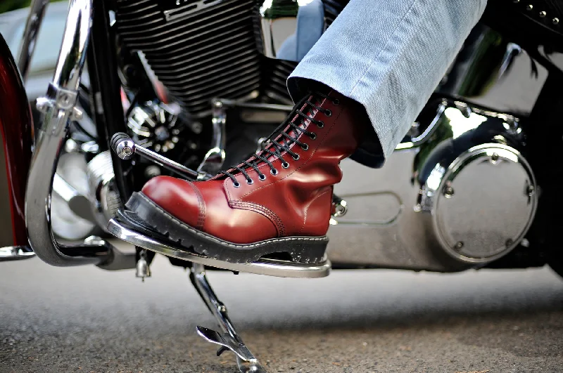 Cherry Red Hi-Shine 11 Eye Steel Toe Derby Boot